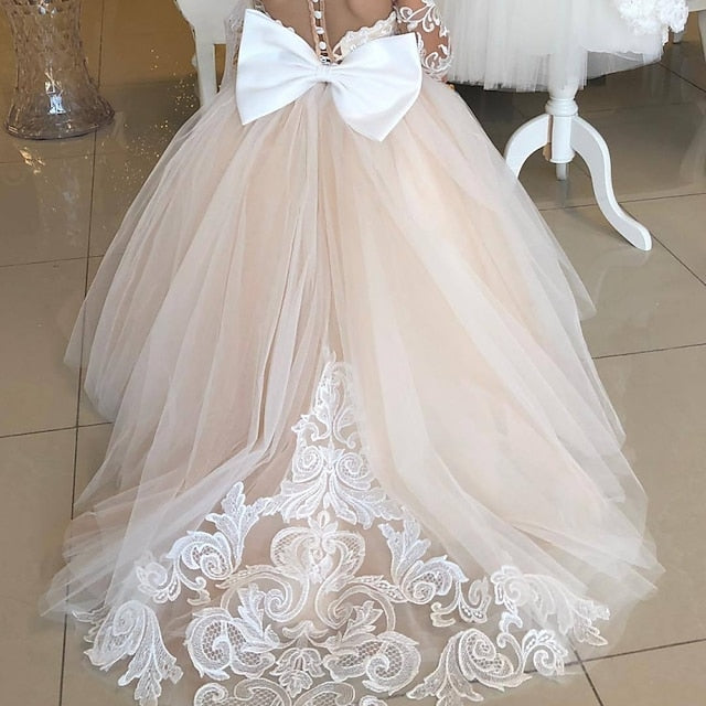 Long Kids Flower Girls' Color Solid Party Dress Girl FashionChic