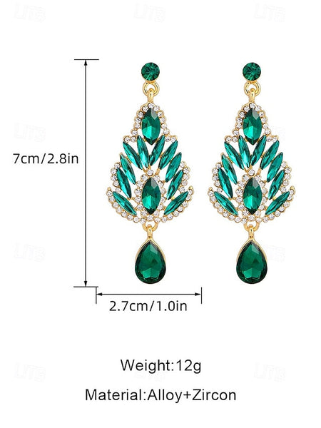 Crystal – Women's Earrings Drop Green Emerald FashionChic