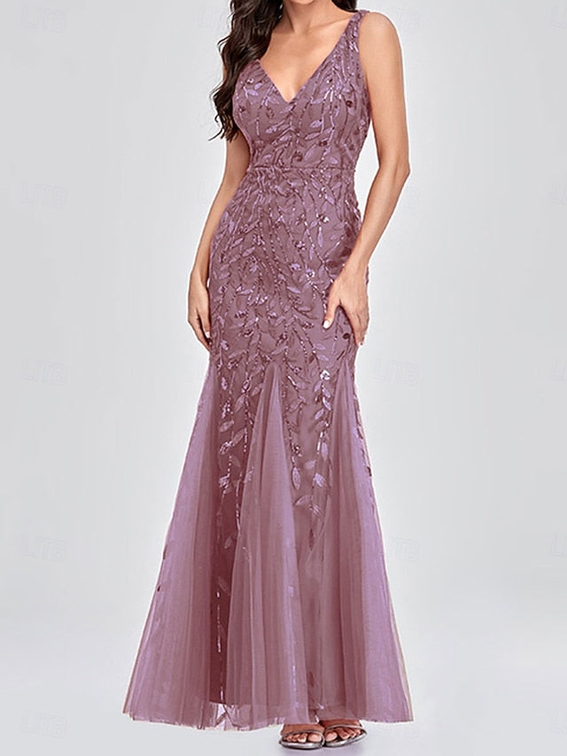 Bride V the Party Neck Dress Floor Elegant of Mother FashionChic