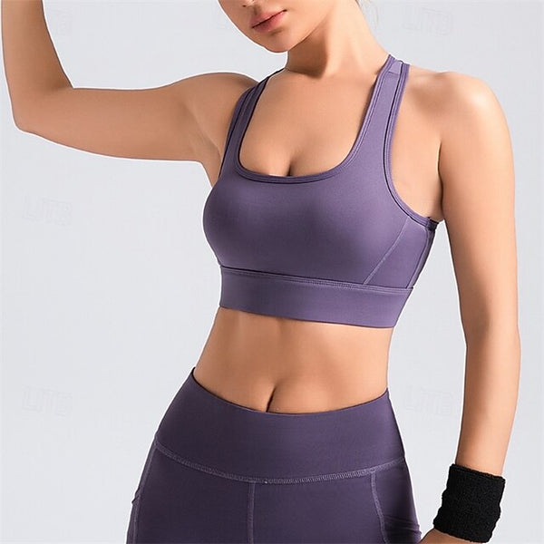Sports Bra Hollow Mesh Back Sports Bra Fitness Yoga Vest FashionChic