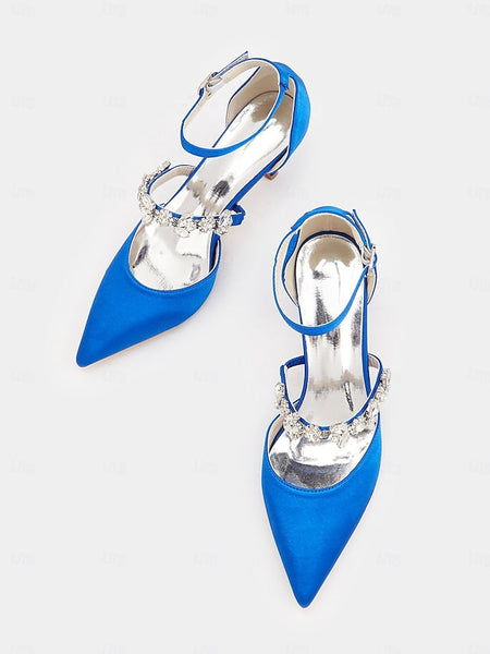 - Satin Embellishments Rhinestone Black Women's with Heels FashionChic