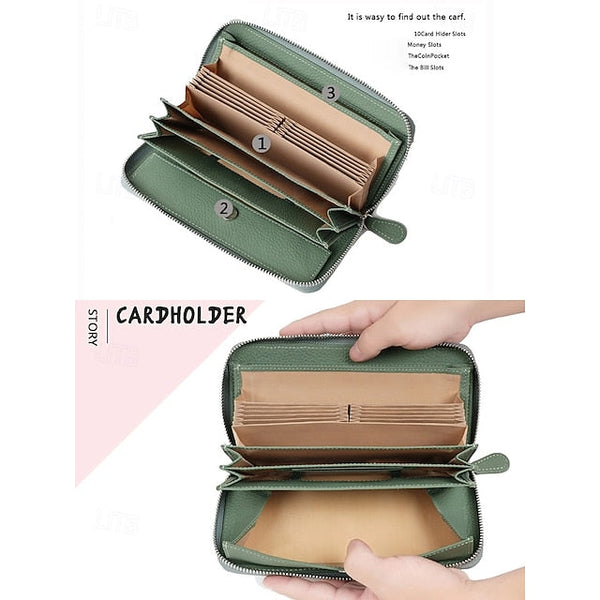 Cowhide Wallet Card Credit Leather Women's Holder FashionChic