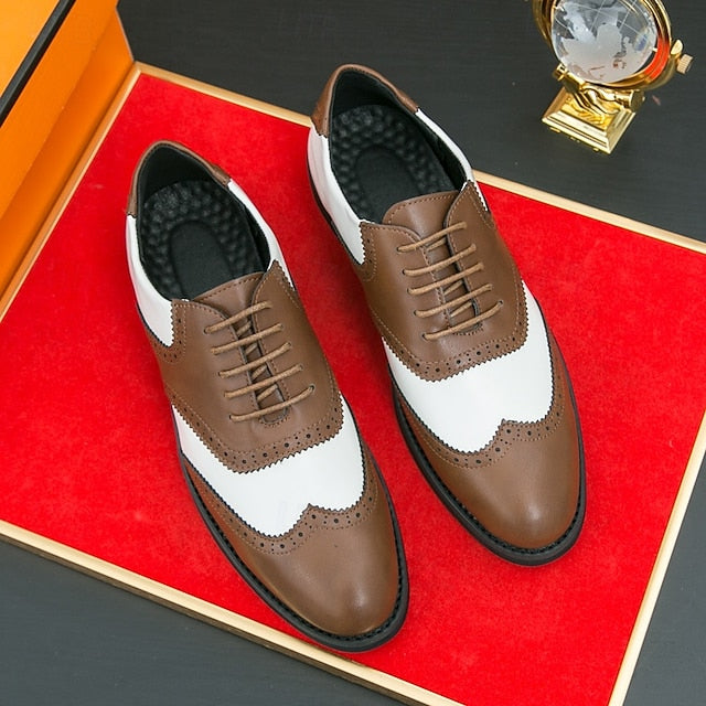 White Brogue and Shoes Oxford in Wingtip Men's Two-Tone FashionChic
