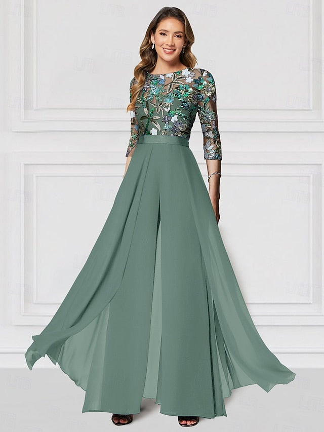 Wedding Jumpsuit the Mother Formal Floral of Bride Embroidered FashionChic