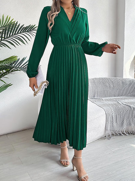 Women's Work Dress Satin A Line Dress Fashion Office Long