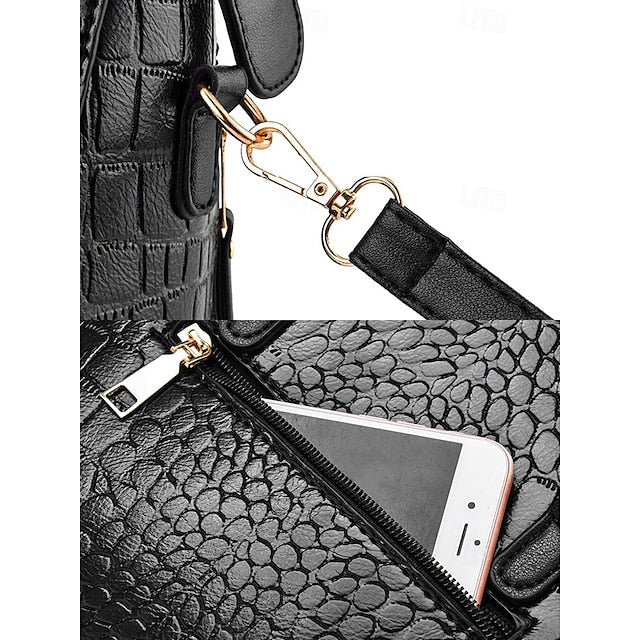 Crocodile Handbag with Women’s Leather Faux Tassel Pattern FashionChic