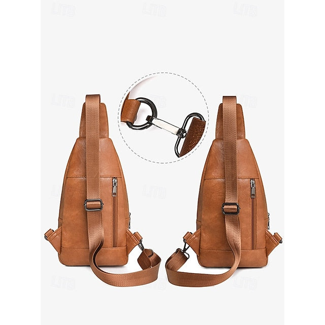 with Sling Faux Brown Bag Women's Leather Crossbody FashionChic