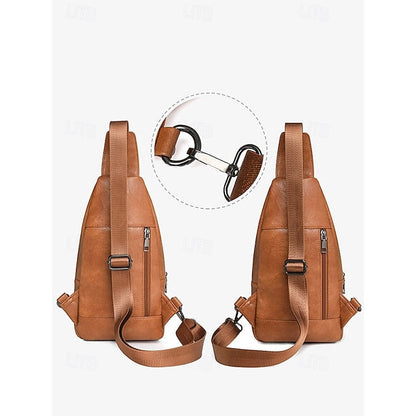 with Sling Faux Brown Bag Women's Leather Crossbody FashionChic