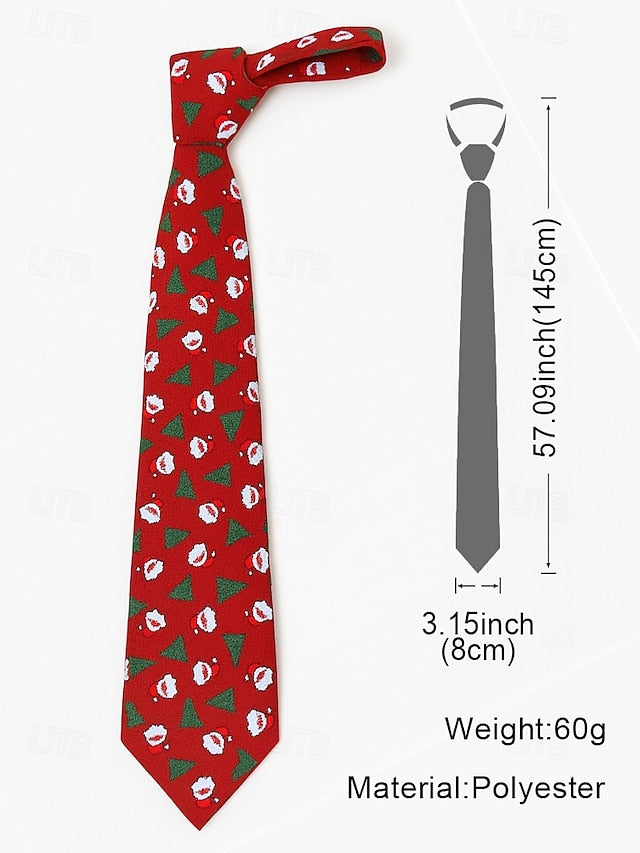 Fun Polyester Tree Men's Christmas Silk Santa – and Tie FashionChic