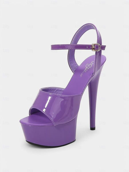 Sandals for - Platform Leather Red Peep Patent Women Toe FashionChic