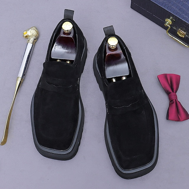 Men's Business Suede Cowhide Loafers -Classic Leather FashionChic