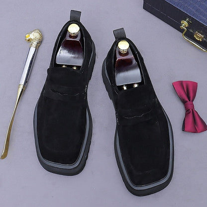 Men's Business Suede Cowhide Loafers -Classic Leather FashionChic