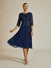 Women's Midi Dress Chiffon Dress Elegant Wedding Guest FashionChic