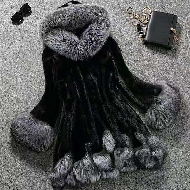 Fur Women's Faux Black Sherpa Long Jacket White Coat FashionChic