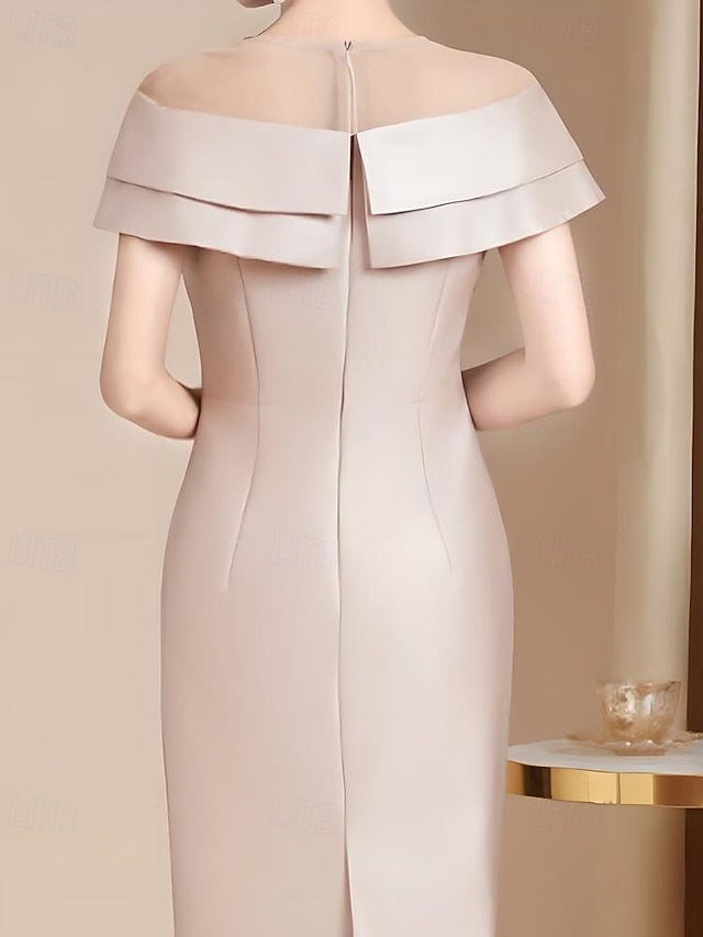 Length the Simple Dress Elegant Tea Mother Vintage of Crew Bride FashionChic