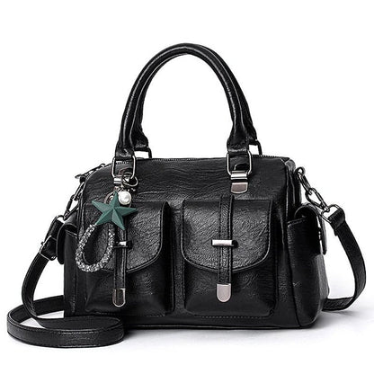 Stylish Large – Women's Blue Leather Handbag Faux FashionChic