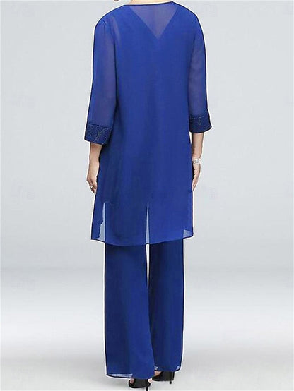Crew of 3 Dress Elegant Neck the Vintage Mother Bride Piece FashionChic