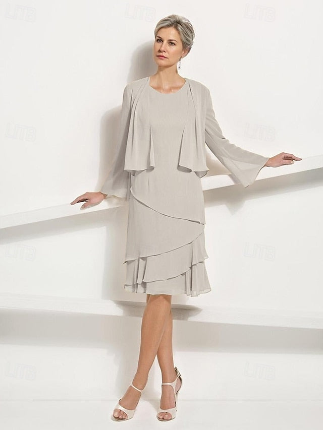 Two the A-Line Bride Piece Mother of Dress Elegant Jacket FashionChic
