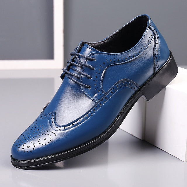 Shoes Classic – Faux Brown Men's Brogue Leather Dress FashionChic
