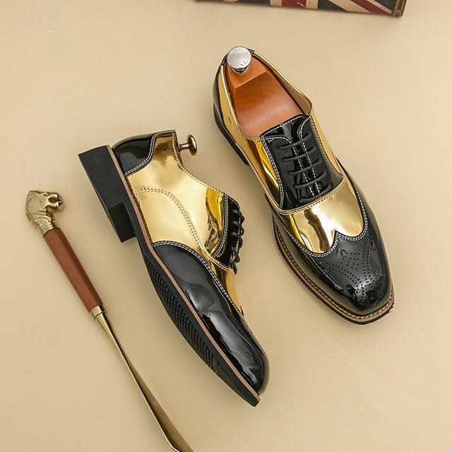 Patent Gold Oxford and Men's Black Leather with Shoes FashionChic