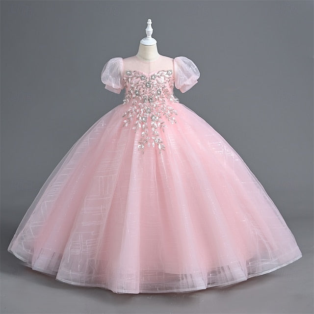 Kids Color Dress Flower Girl Party Girls' Solid FashionChic