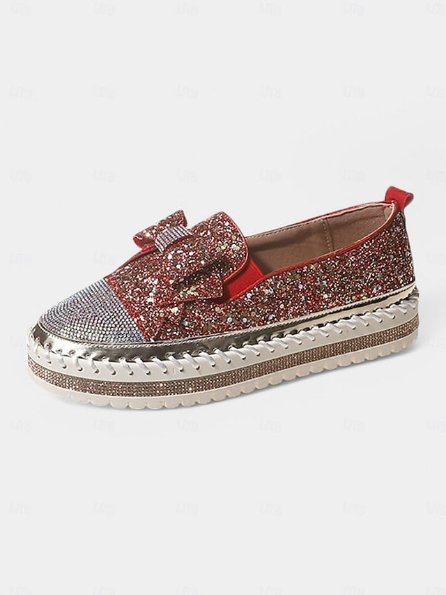 Women Loafers for Sparkling Rhinestone Slip-On – Glittery FashionChic