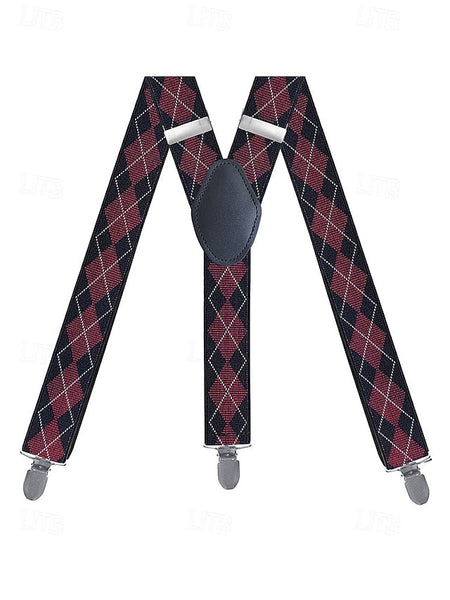 – Clip-On Pattern Men's Suspenders Classic Argyle FashionChic