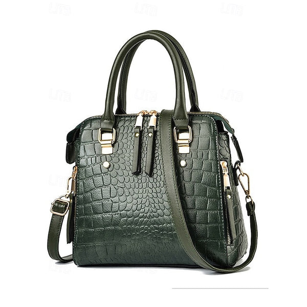 Crocodile Handbag with Women’s Leather Faux Tassel Pattern FashionChic