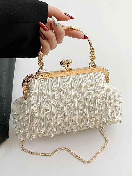Beaded Elegant Pearl Clutch Bag – Evening Vintage Women's FashionChic