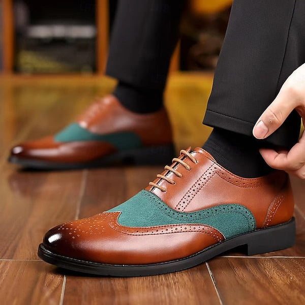 Brown – Wingtip Two-Tone Shoes Green and Men's in Oxford FashionChic