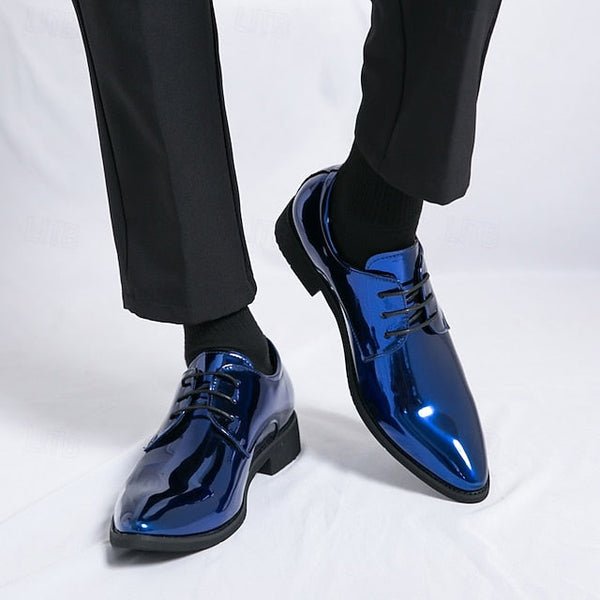 for Formal Green Glossy Men Lace-Up Shoes Patent Leather – FashionChic