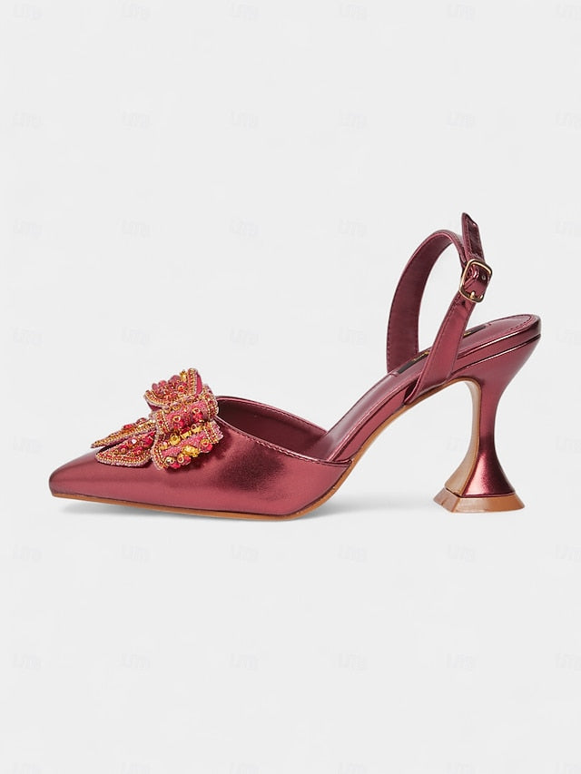 Pointed Metallic Slingback - High Gold Toe Pumps Women's FashionChic