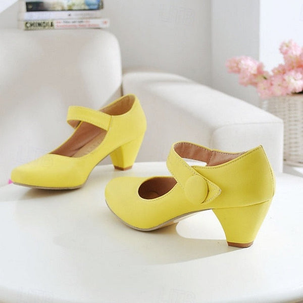 – Mary Round Jane Toe Shoes Yellow Women's FashionChic