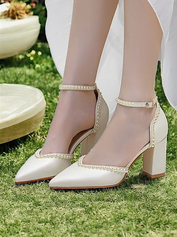 Heels Pearl-Embellished Women's Wedding Elegant FashionChic
