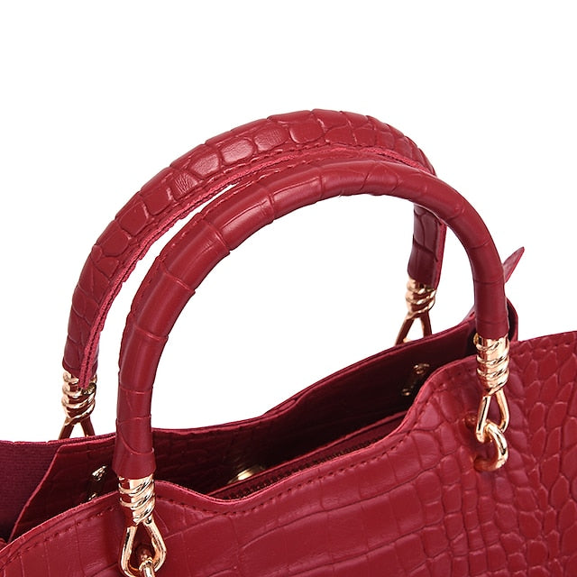 Set Leather Purse Going Bag PU Pcs Office 3 Women's out FashionChic