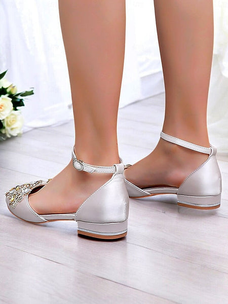 Flats – Green Embellished Vintage Gemstone Pointed-Toe Style FashionChic