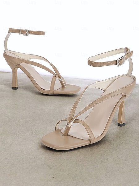 Elegant – White Strappy Sandals Stiletto Women's FashionChic