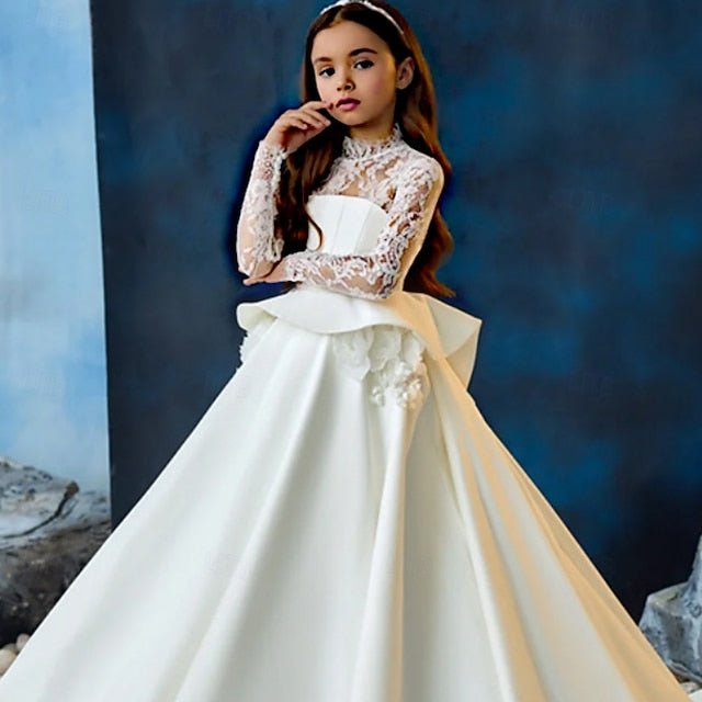 Girls' Color Dress Solid Party Communion Kids First FashionChic
