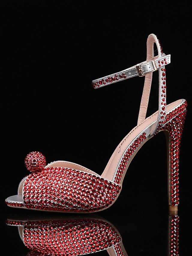 Sandals Rhinestone Embellished Stiletto Women's Heel with FashionChic