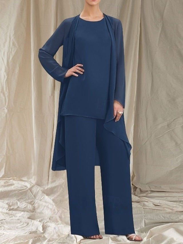 Pantsuit of Mother Piece Guest 3 Bride Elegant Wedding the Dress FashionChic