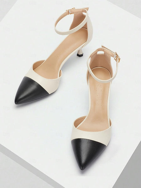 Pointed Toe Two-Tone Ankle Stylish Heel Kitten Women's FashionChic