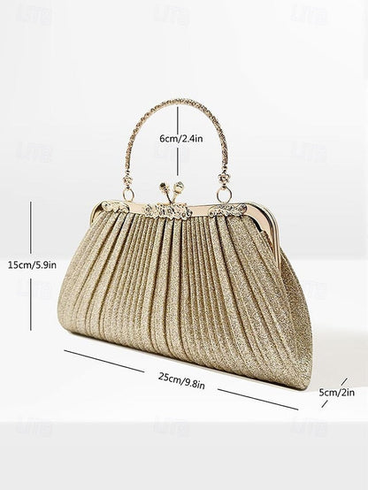 with Pleated Glitter Women's Vintage Clutch Evening Purse FashionChic