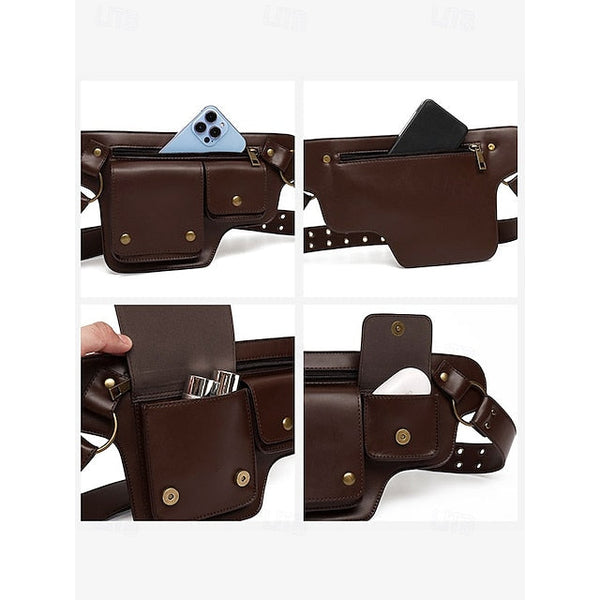 Utility Bag with Vintage Belt Women's Leather Faux FashionChic