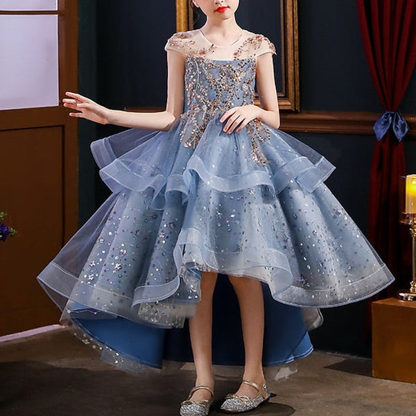 Dress Kids Short Girls' Sleeve Performance Sequin Party FashionChic