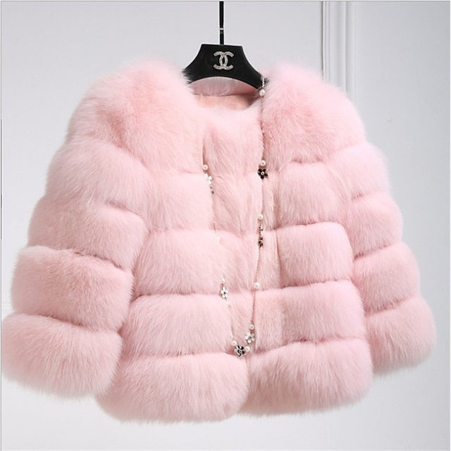 Elegant Faux Coat Comfortable Street Fur Active Women's FashionChic