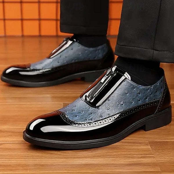 Tan with Men's Patent Formal Shoes Colorblock and Black FashionChic