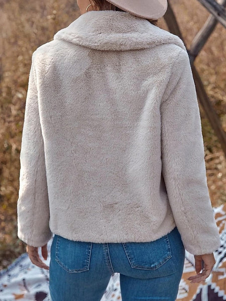 Coat Pocket Comfortable Teddy Fur Warm Faux Women's FashionChic