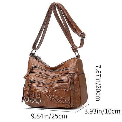 Multiple Crossbody with Vintage Leather Women's Faux Bag FashionChic