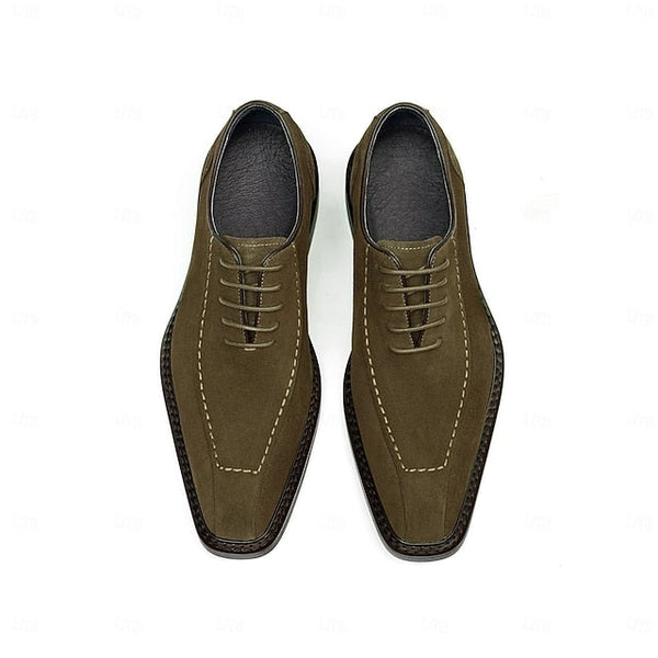 Derby Leather Genuine - Men's Suede Cowhide Classic Shoes FashionChic