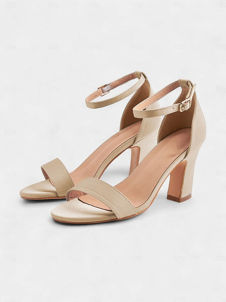 Women's Light Blue Heel Open High - Toe Sandals Ankle Strap FashionChic